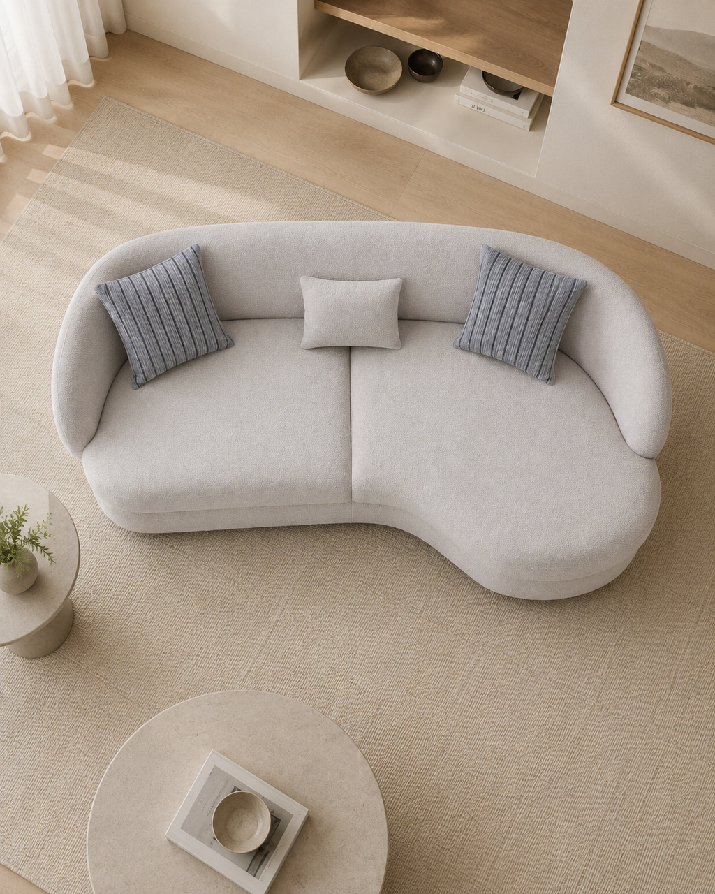 Velmora Curved Fabric Sofa