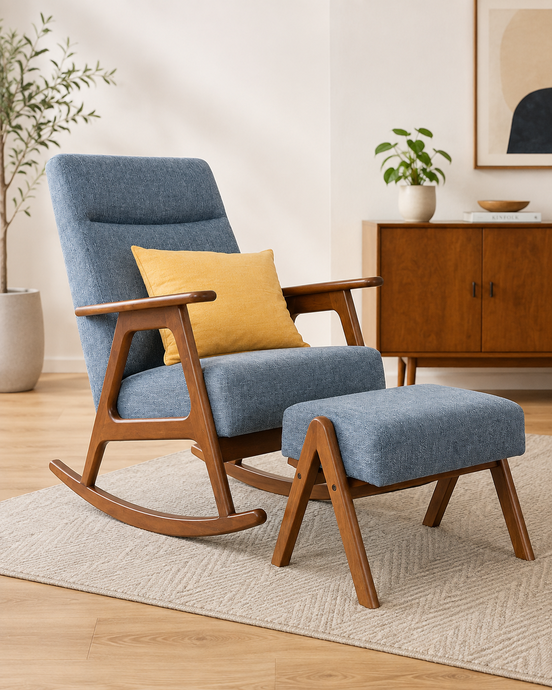 Berwick Wooden Rocking Chair with Ottoman