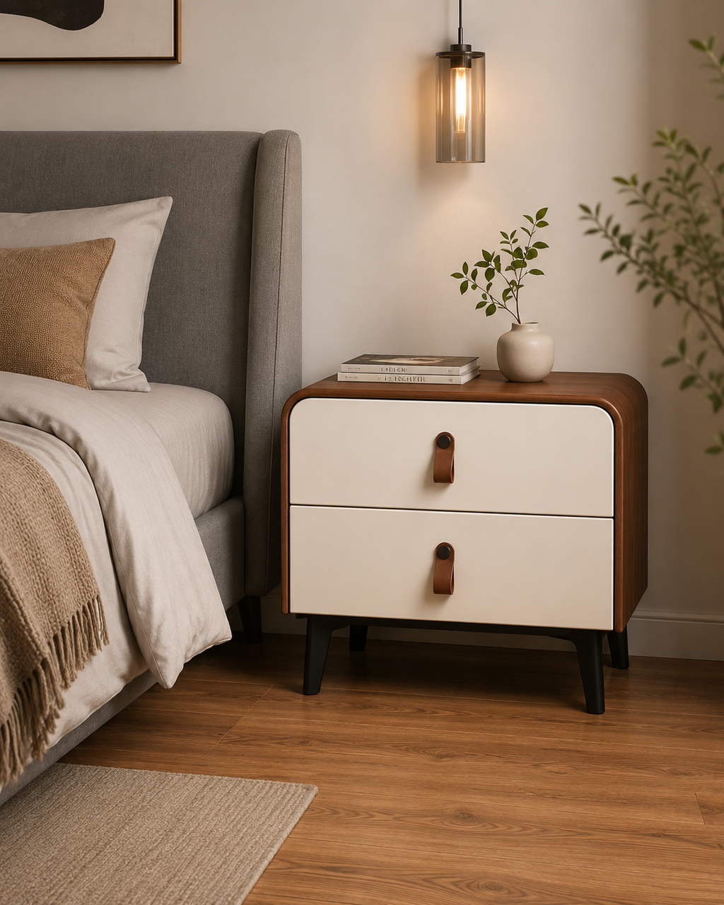 Carina Walnut Bedside Table