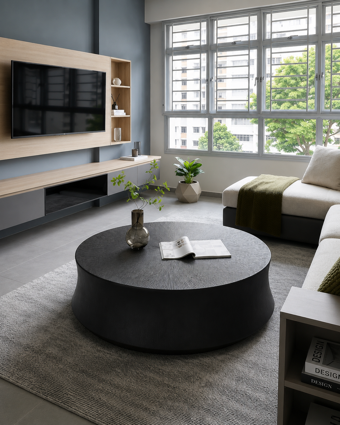 Kuro Carved Wooden Coffee Table