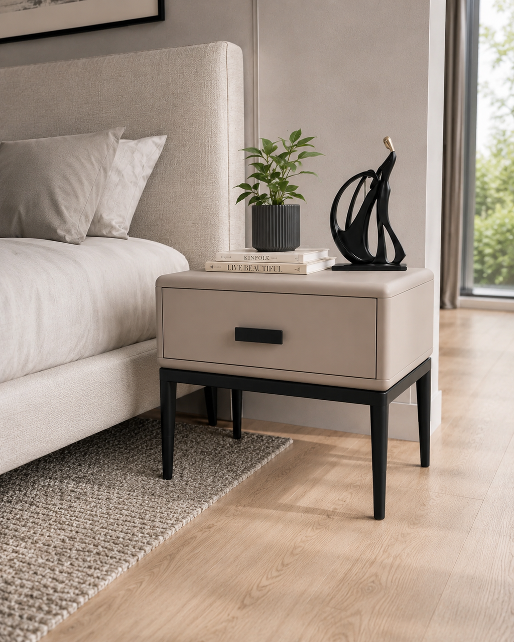 Corin Taupe Bedside Table