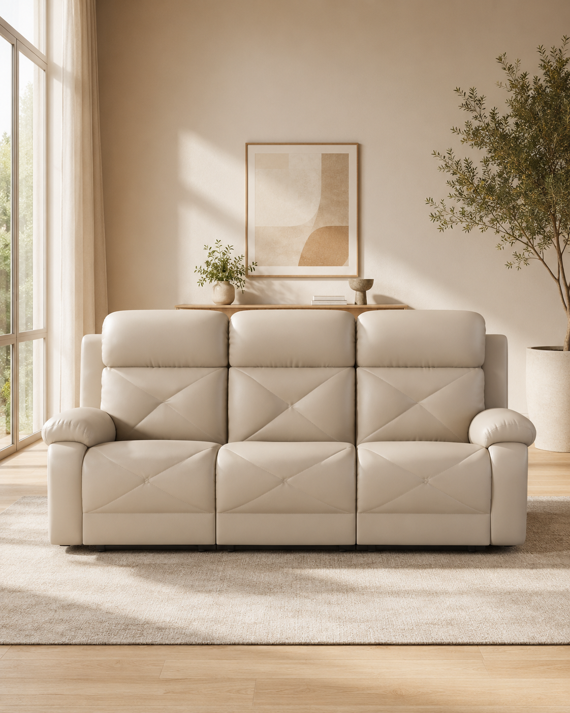 Montaire Cowhide Half-Leather Recliner Sofa