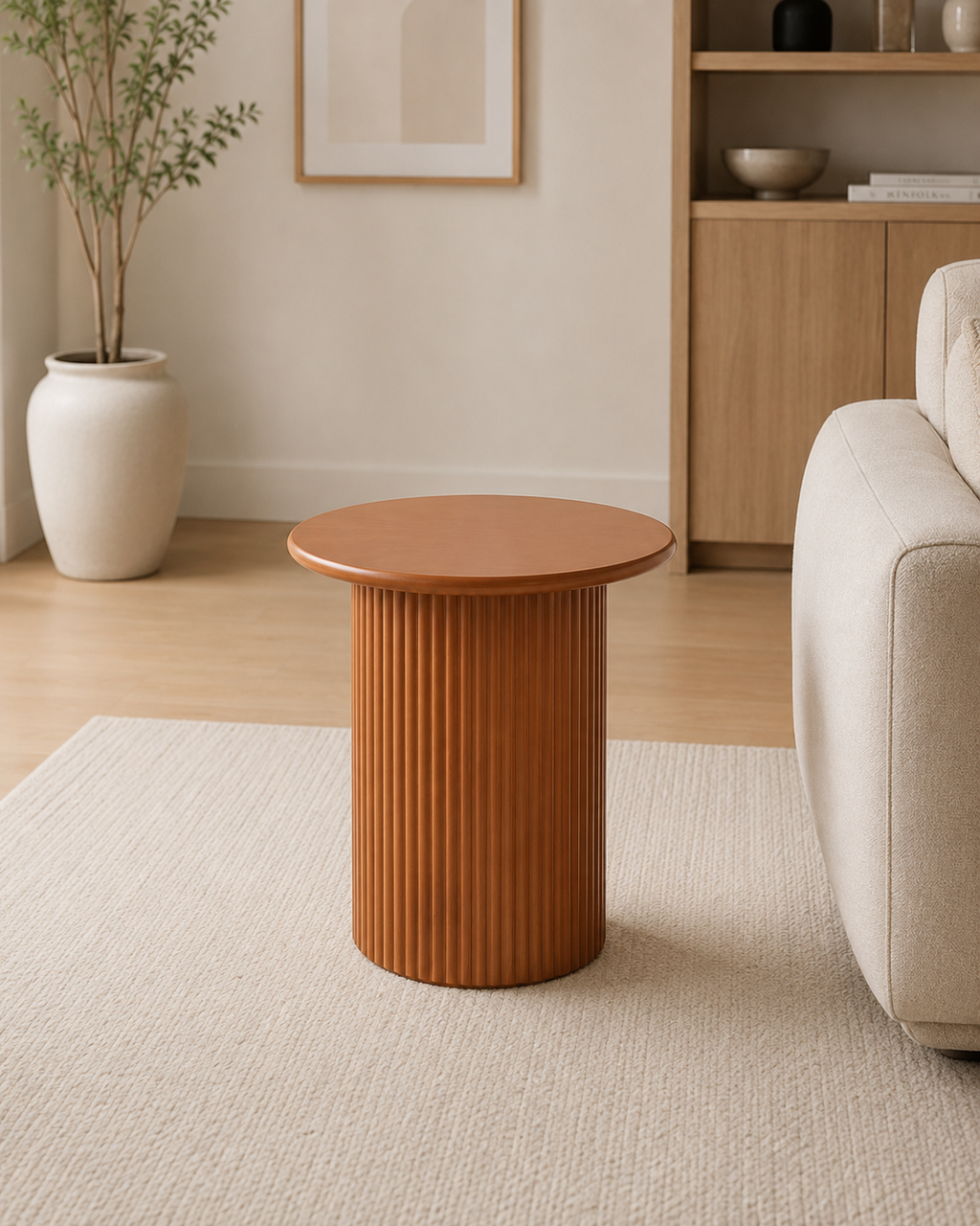 Lino Fluted Wooden Side Table