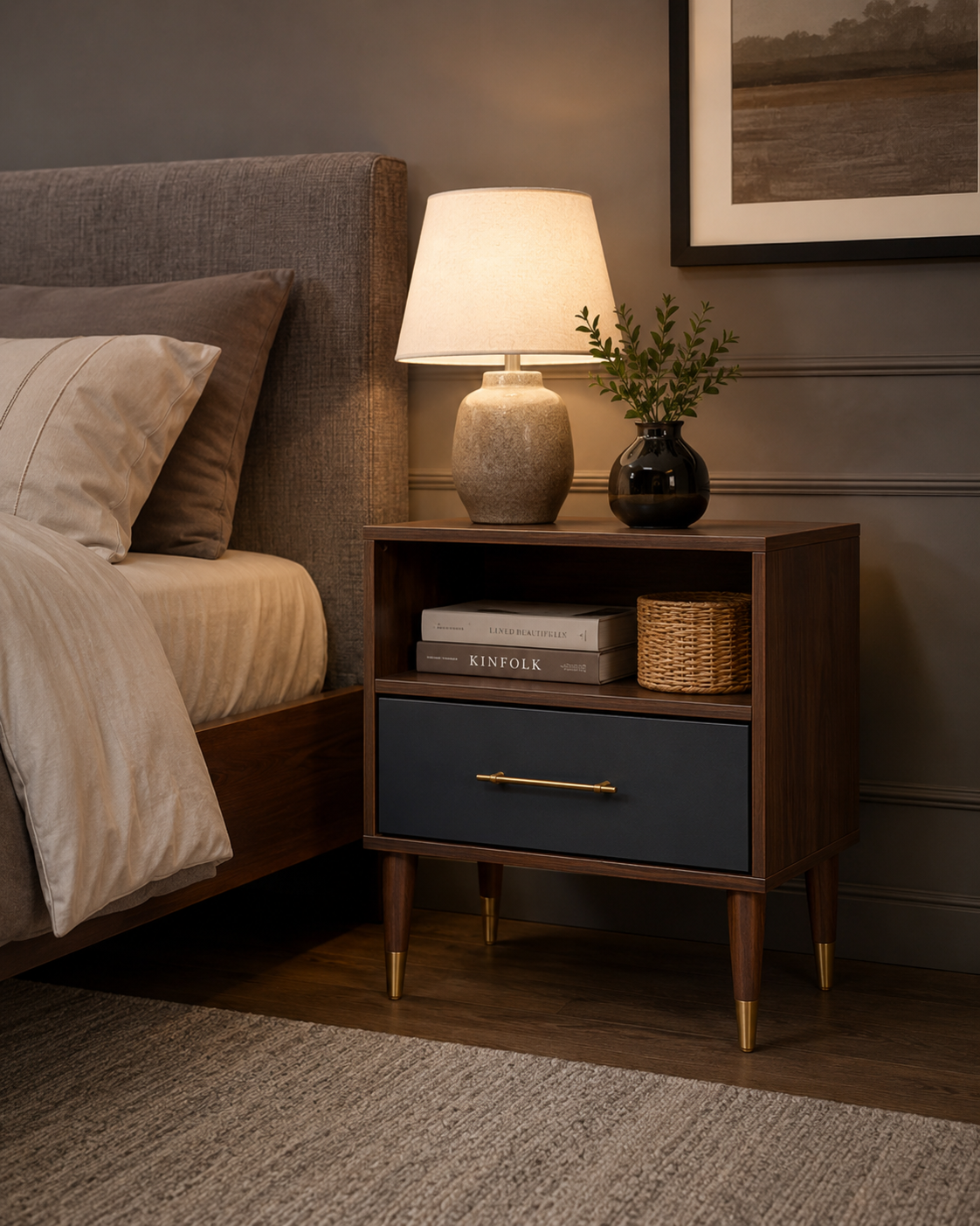 Aurea Walnut Bedside Table
