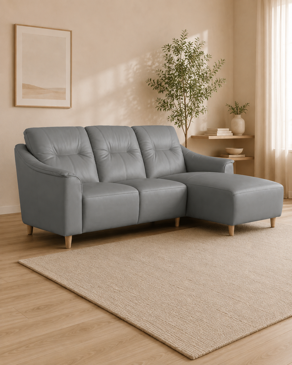 Rothbury Half Leather Chaise Sofa