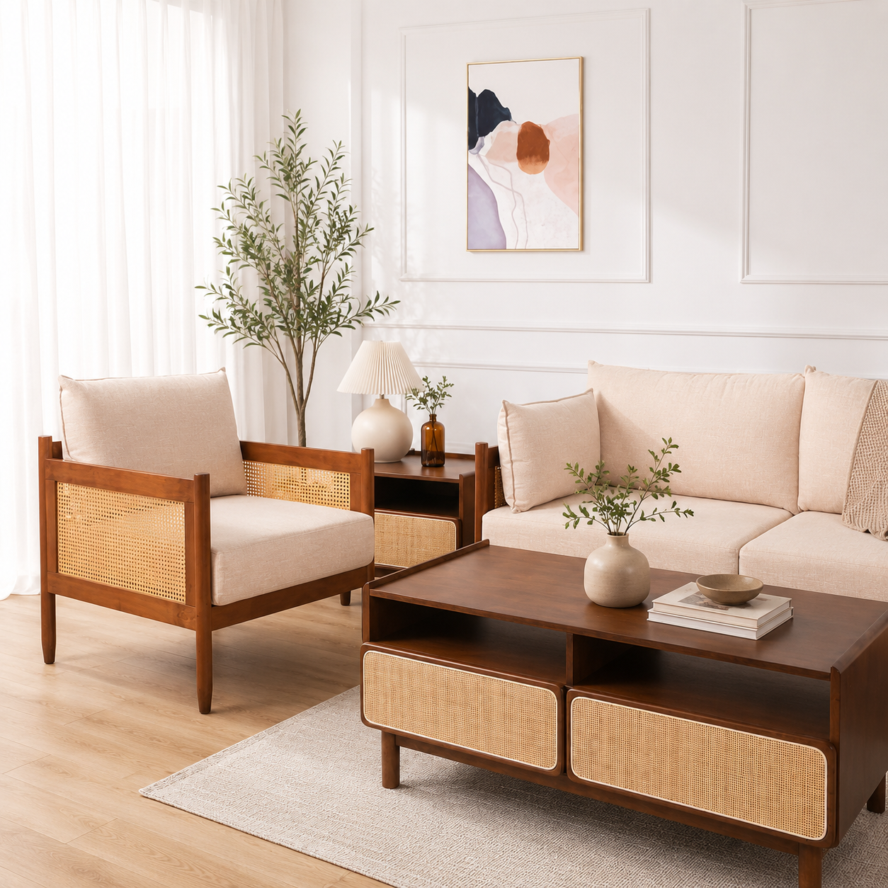Sera Rattan Wooden Sofa