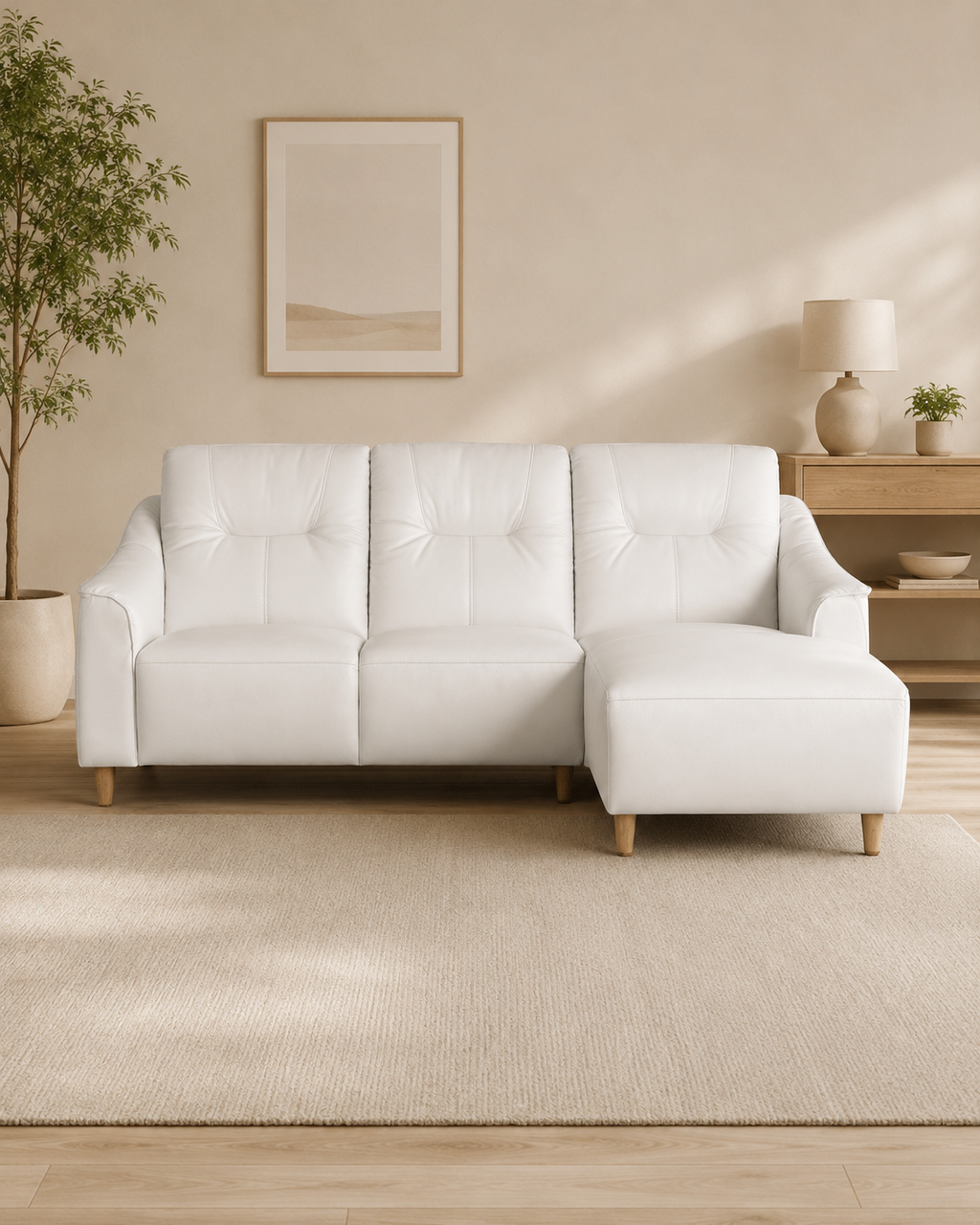 Rothbury Half Leather Chaise Sofa