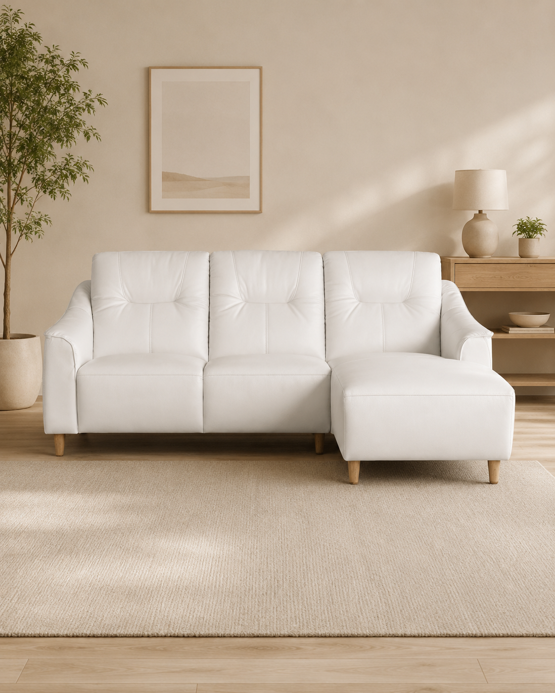 Rothbury Half Leather Chaise Sofa