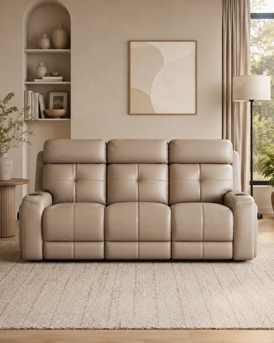 Avermont Cowhide Half-Leather Recliner Sofa