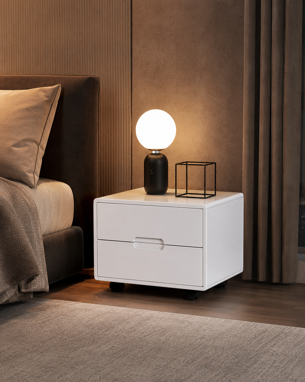 Deon White Bedside Table