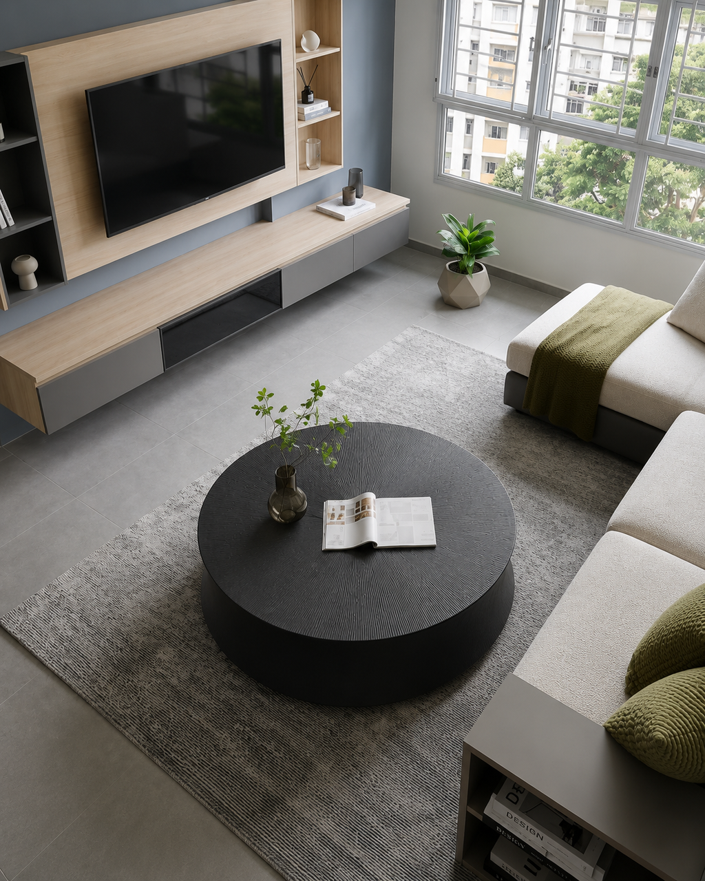 Kuro Carved Wooden Coffee Table