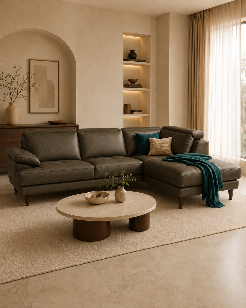 Loxley Genuine Leather Sectional Sofa