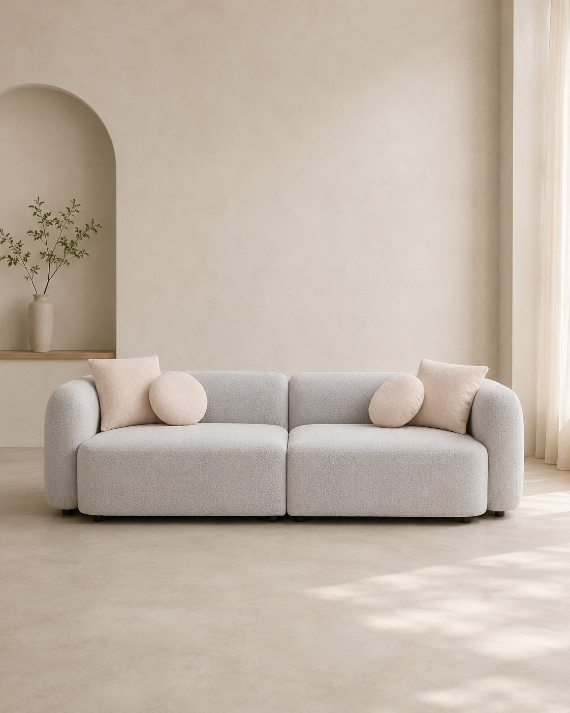 Nerisse Curved Fabric Sofa