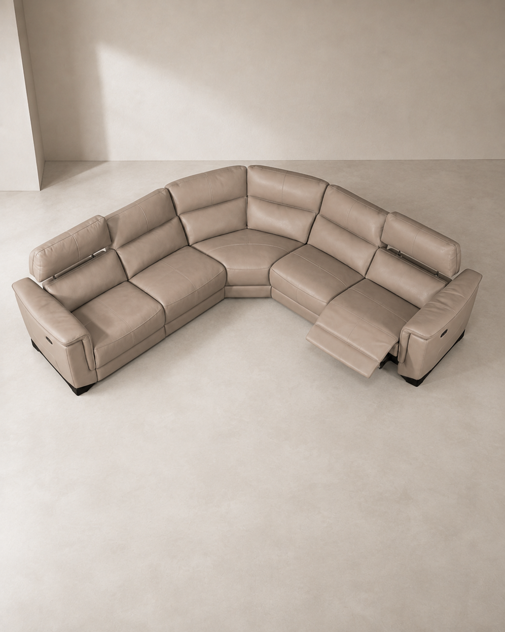 Rockford Half Leather Recliner Sectional Sofa