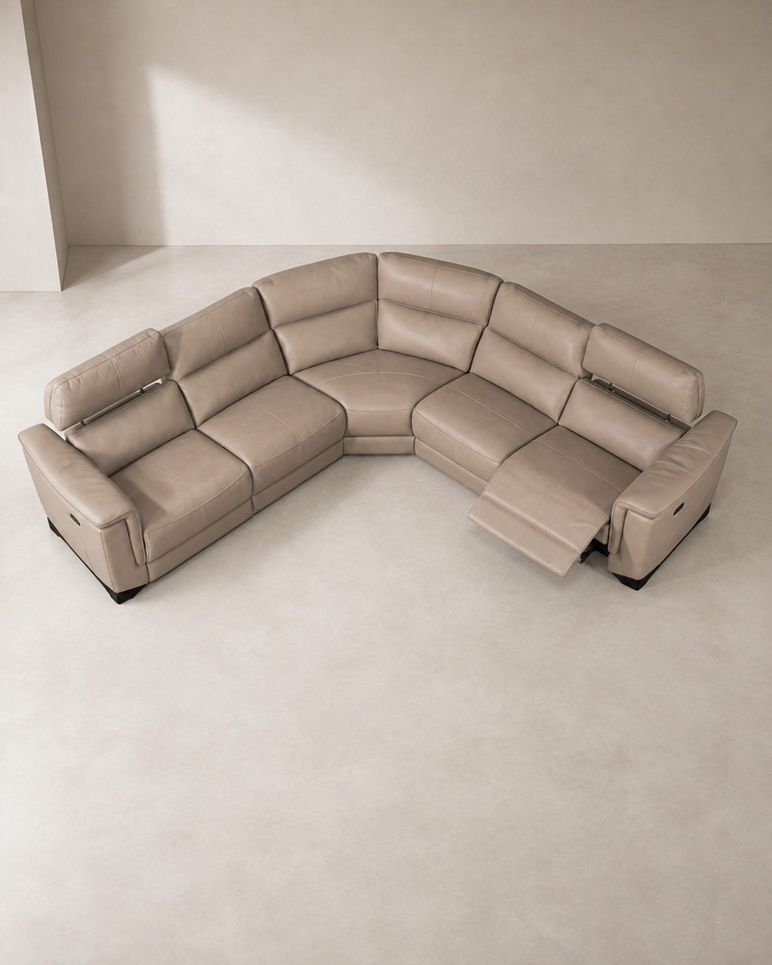 Rockford Half Leather Recliner Sectional Sofa