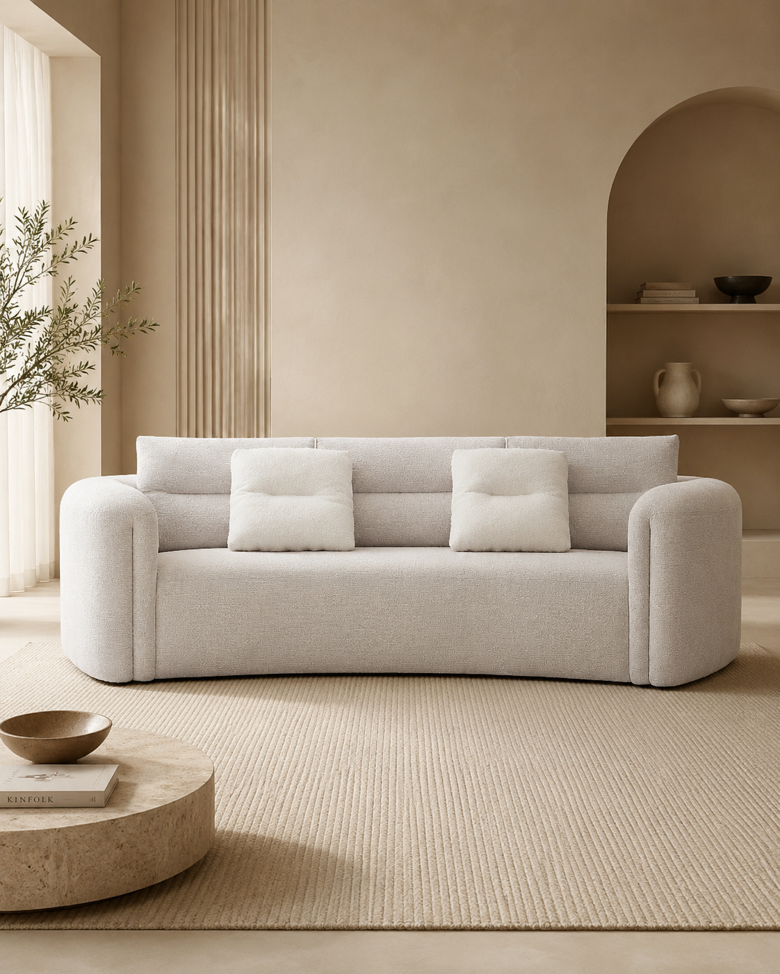 Liora Curved Fabric Sofa