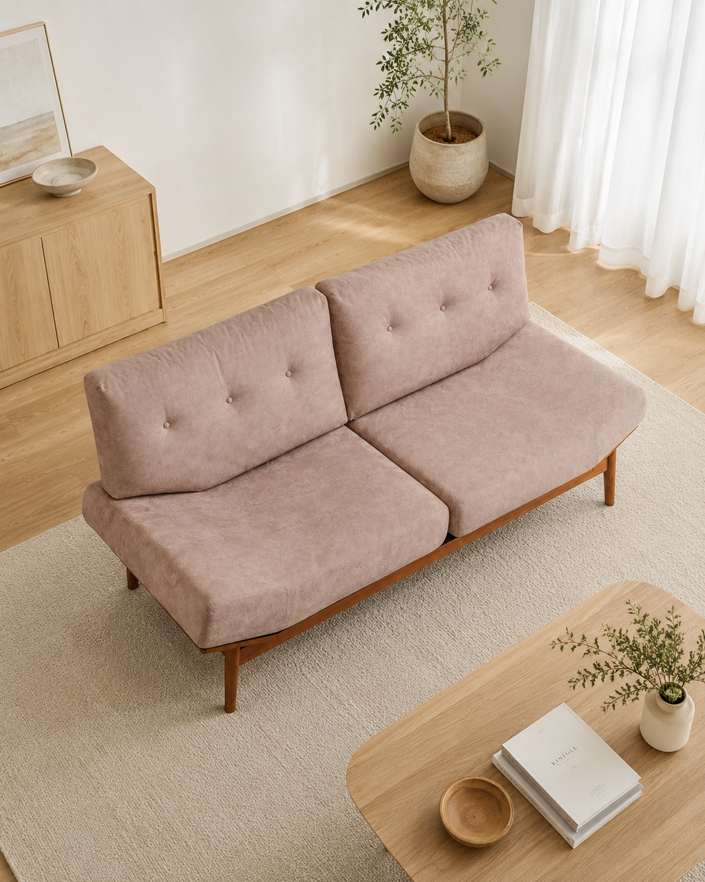 Finn Tufted Wooden Sofa