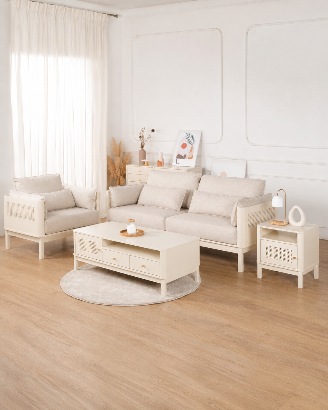 Maris Rattan Wooden Sofa