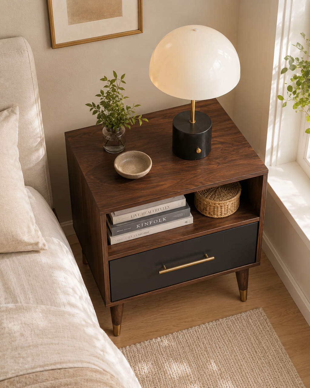 Aurea Walnut Bedside Table
