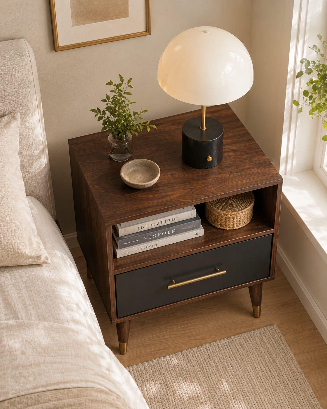 Aurea Walnut Bedside Table