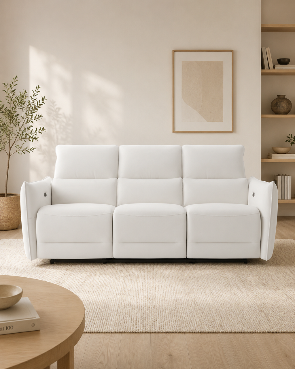 Worthington Half Leather Recliner Sofa