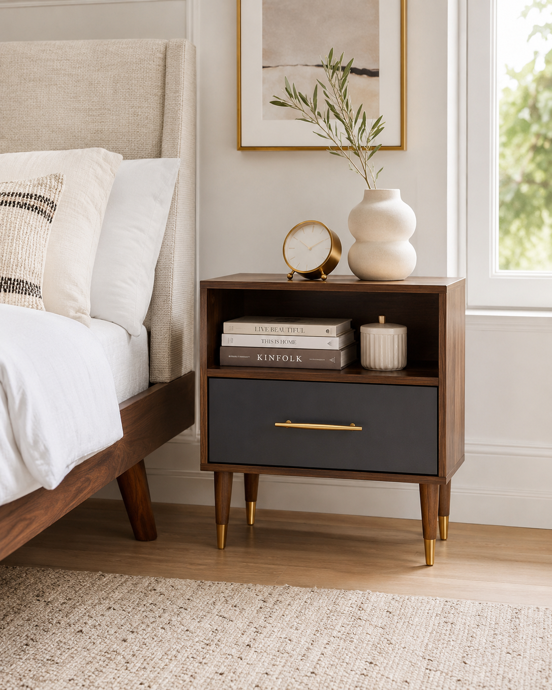 Aurea Walnut Bedside Table