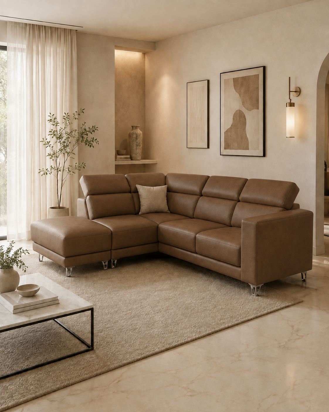 Waverley Fabric Chaise Sectional Sofa