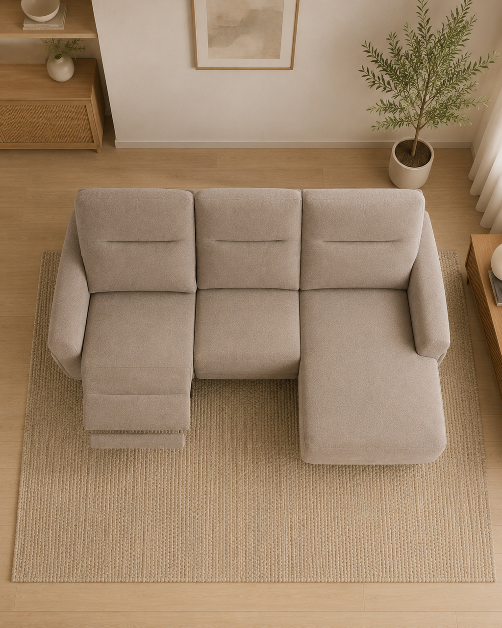 Arista Fabric Recliner L-Shaped Sofa