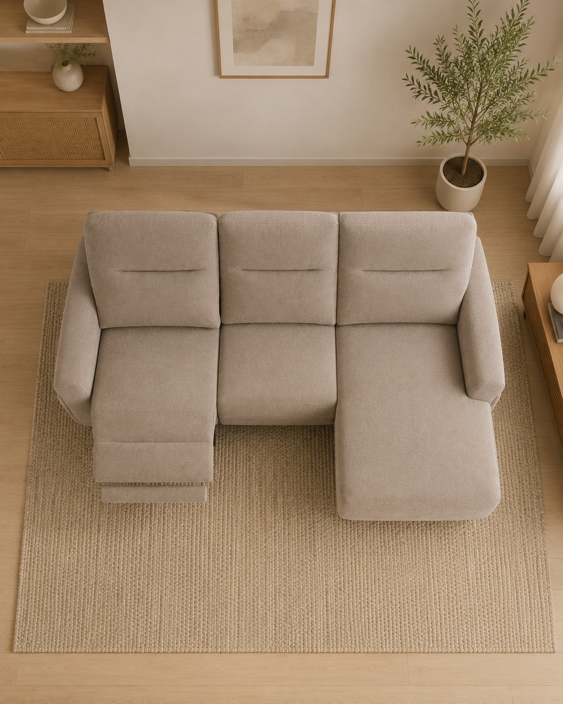 Arista Fabric Recliner L-Shaped Sofa
