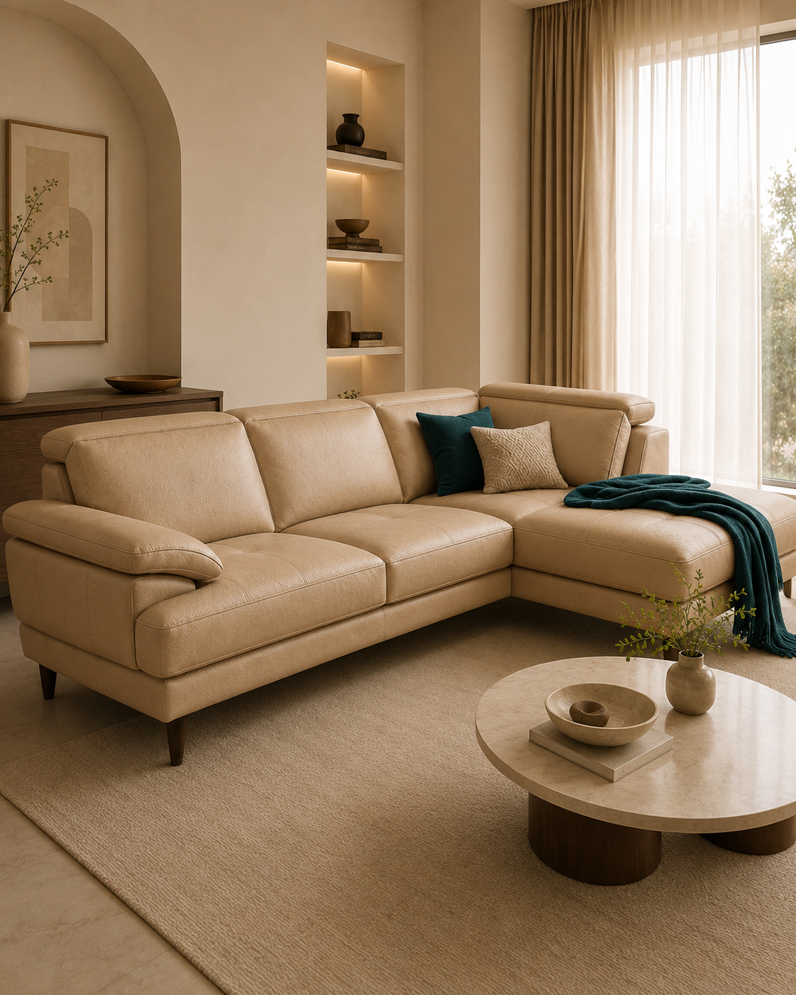 Loxley Genuine Leather Sectional Sofa