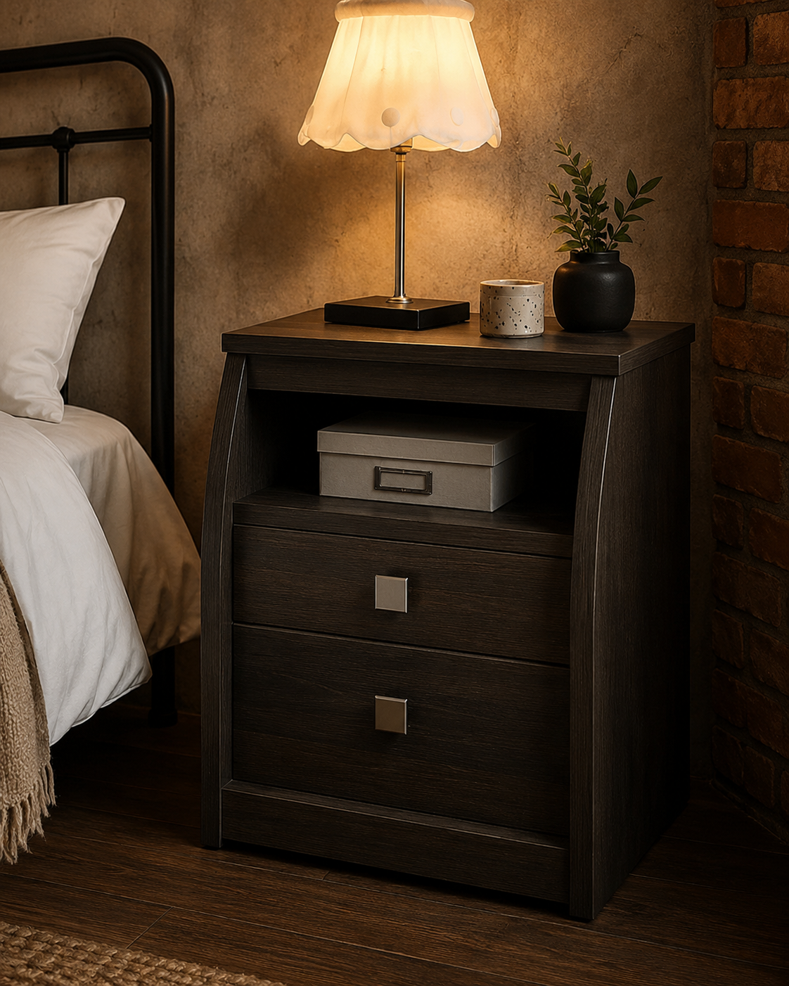 Kael Dark Oak Bedside Table