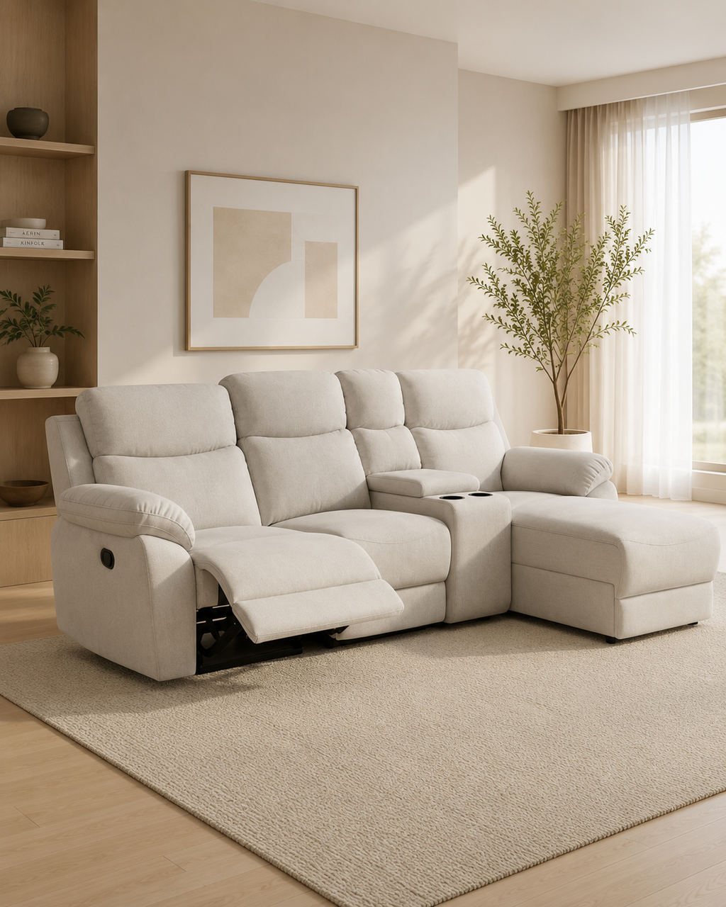 Elara Fabric Recliner L-Shaped Sofa