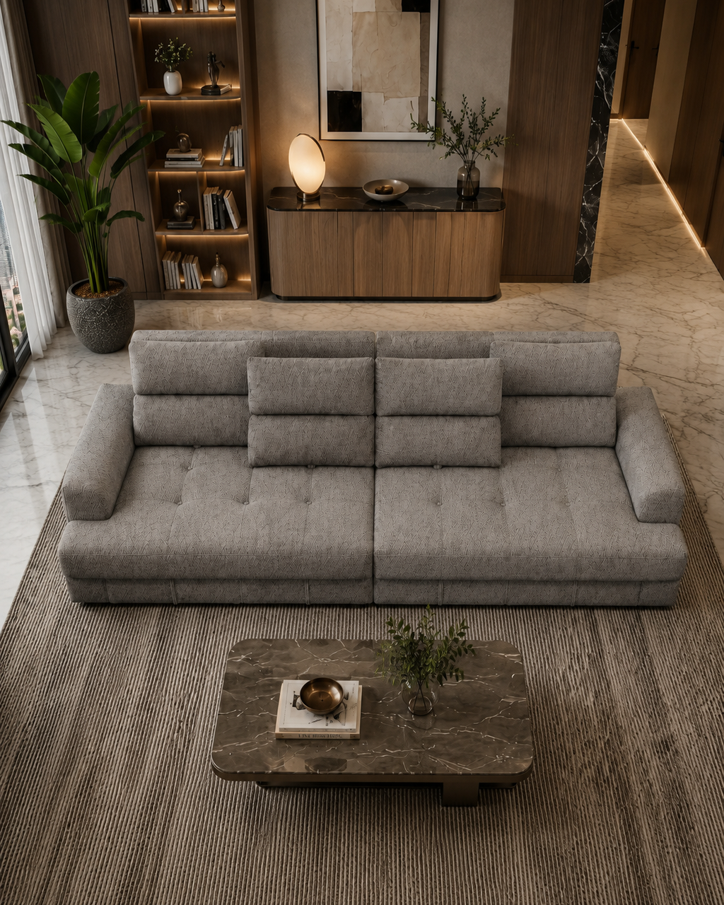 Fenton Fabric Adjustable Backrest Storage Sofa