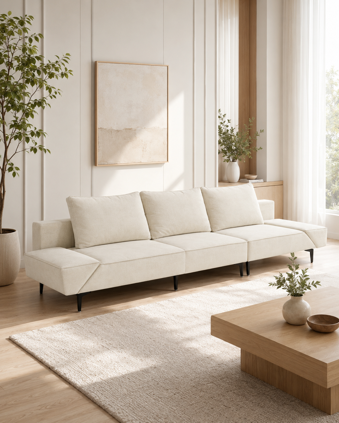 Tova Fabric Rotatable Armrest Sofa