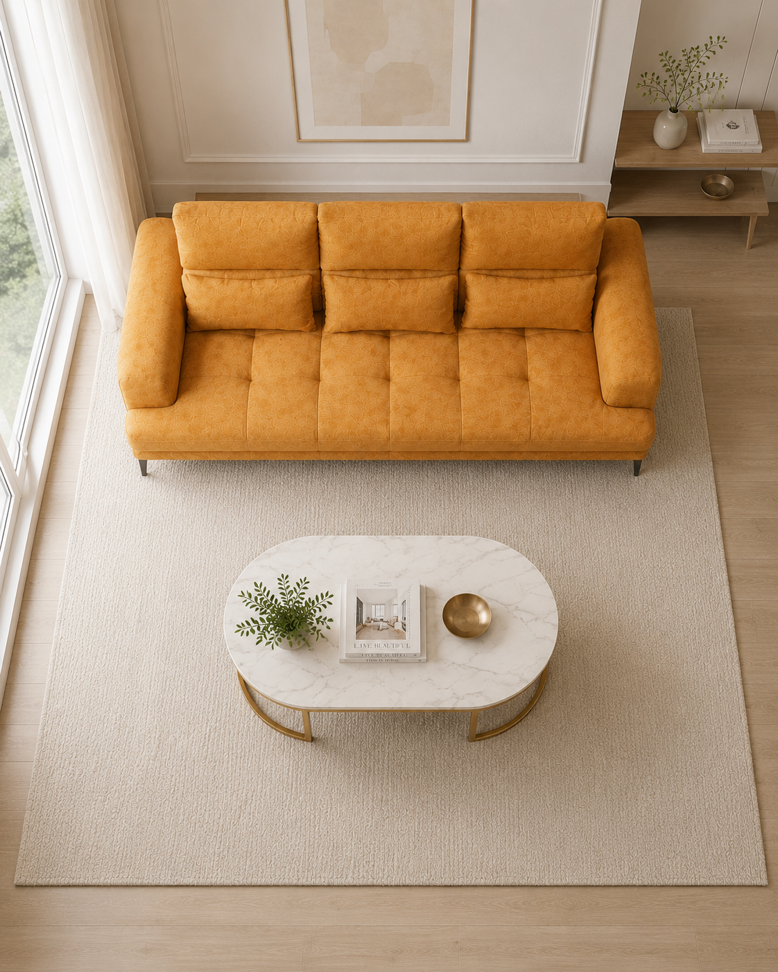 Citrine Fabric Adjustable Backrest Sofa
