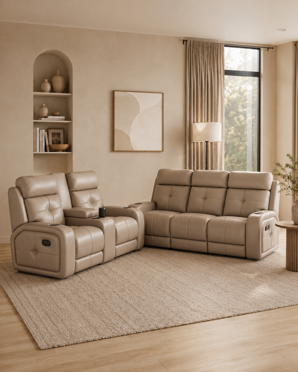 Avermont Cowhide Half-Leather Recliner Sofa