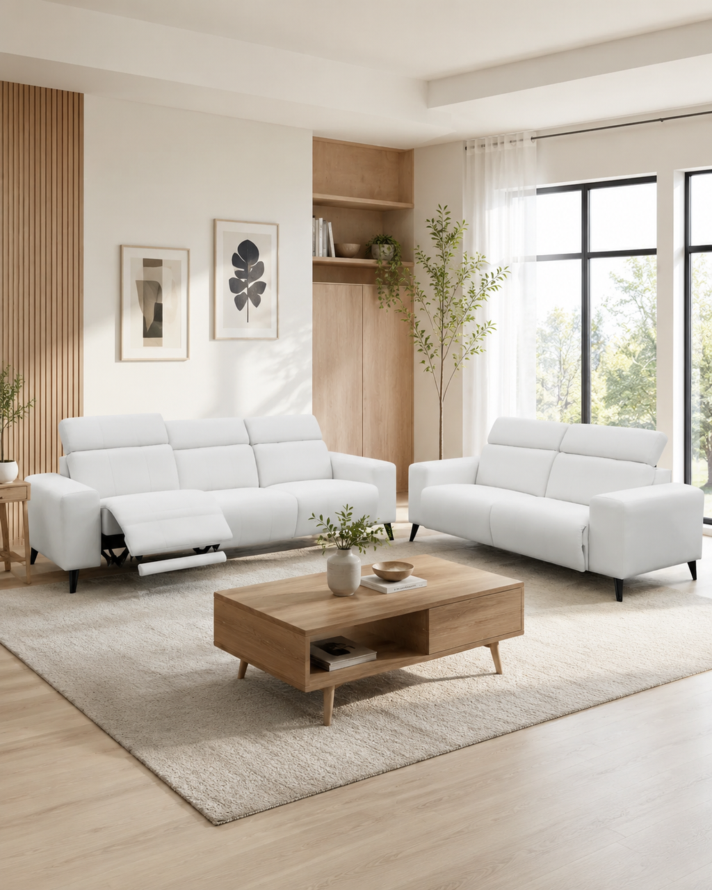Casella Fabric Adjustable Headrest Recliner Sofa