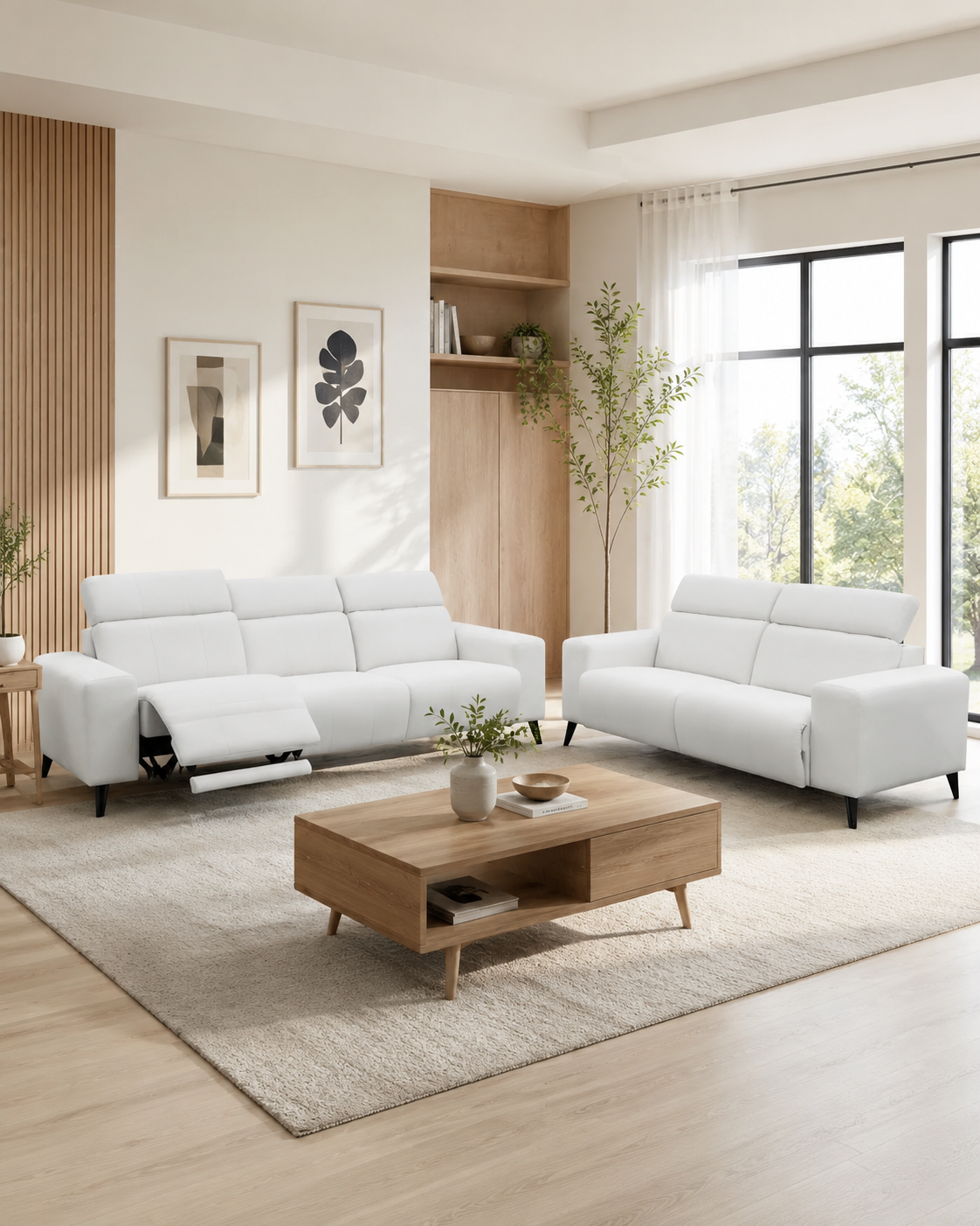Casella Fabric Adjustable Headrest Recliner Sofa