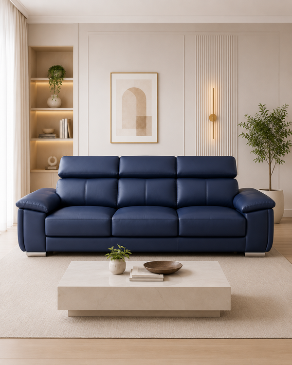 Rowan Genuine Leather Adjustable Headrest Sofa