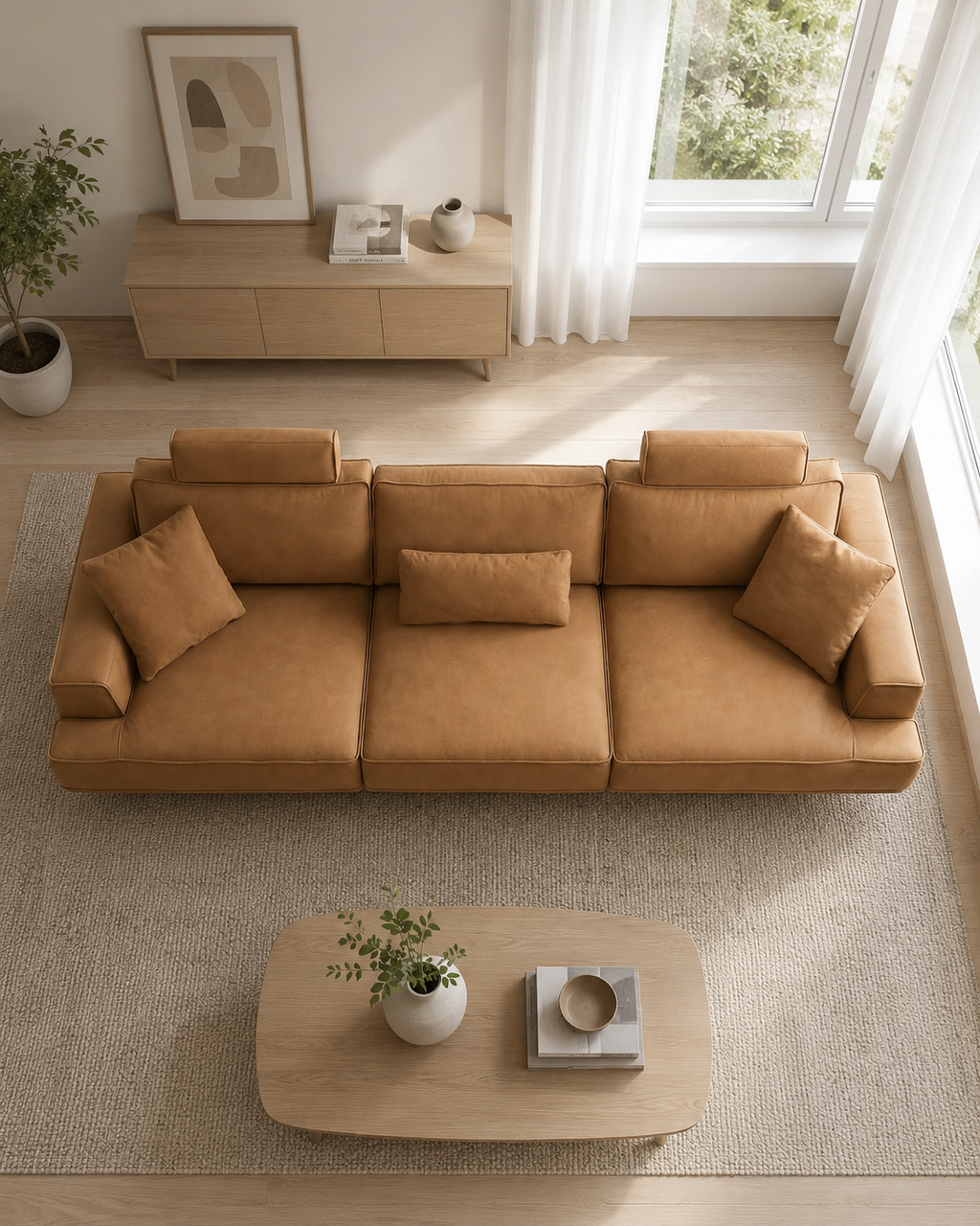 Renwick Leather Adjustable Headrest Sofa