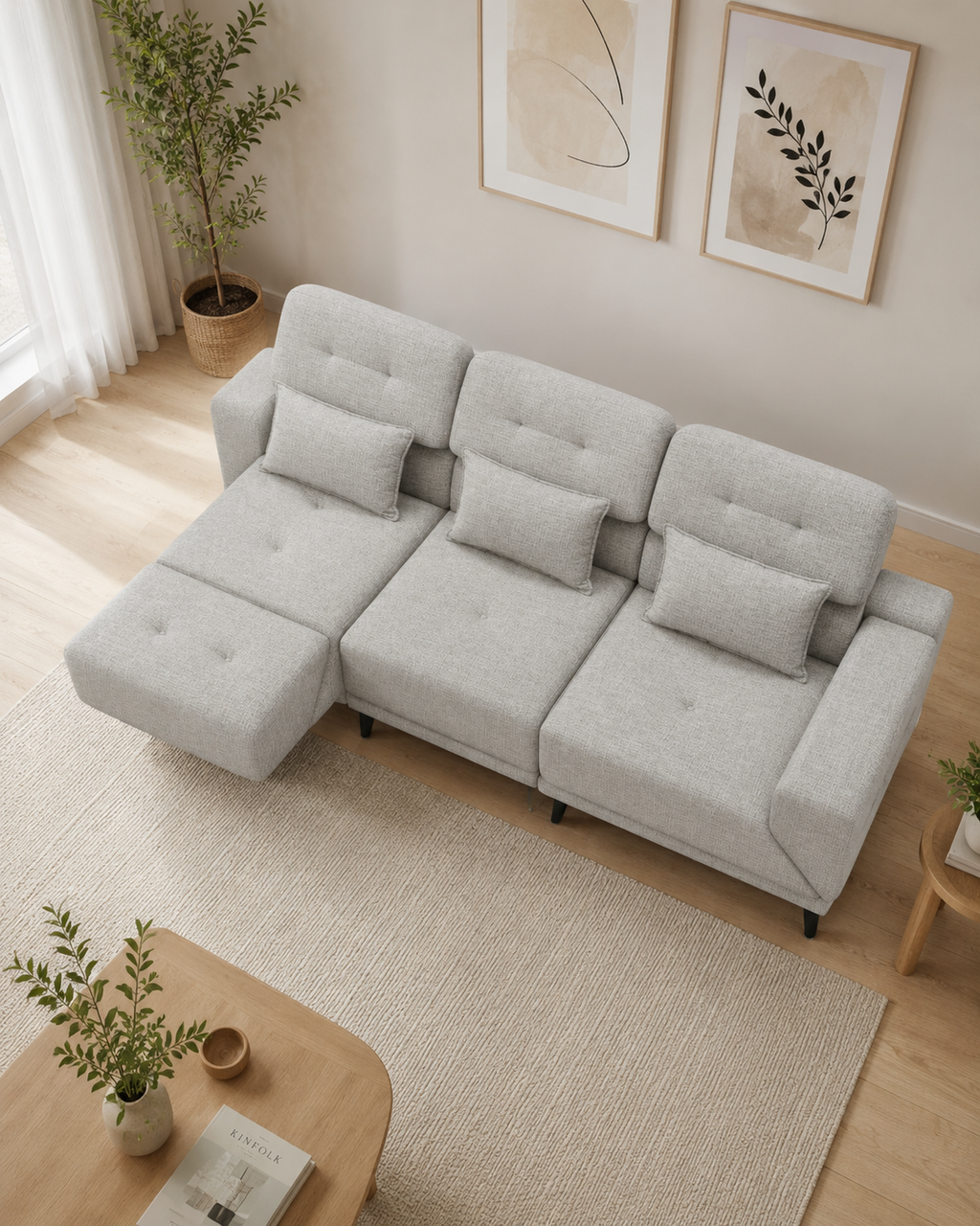Arlen Fabric Adjustable Backrest & Armrest Sofa