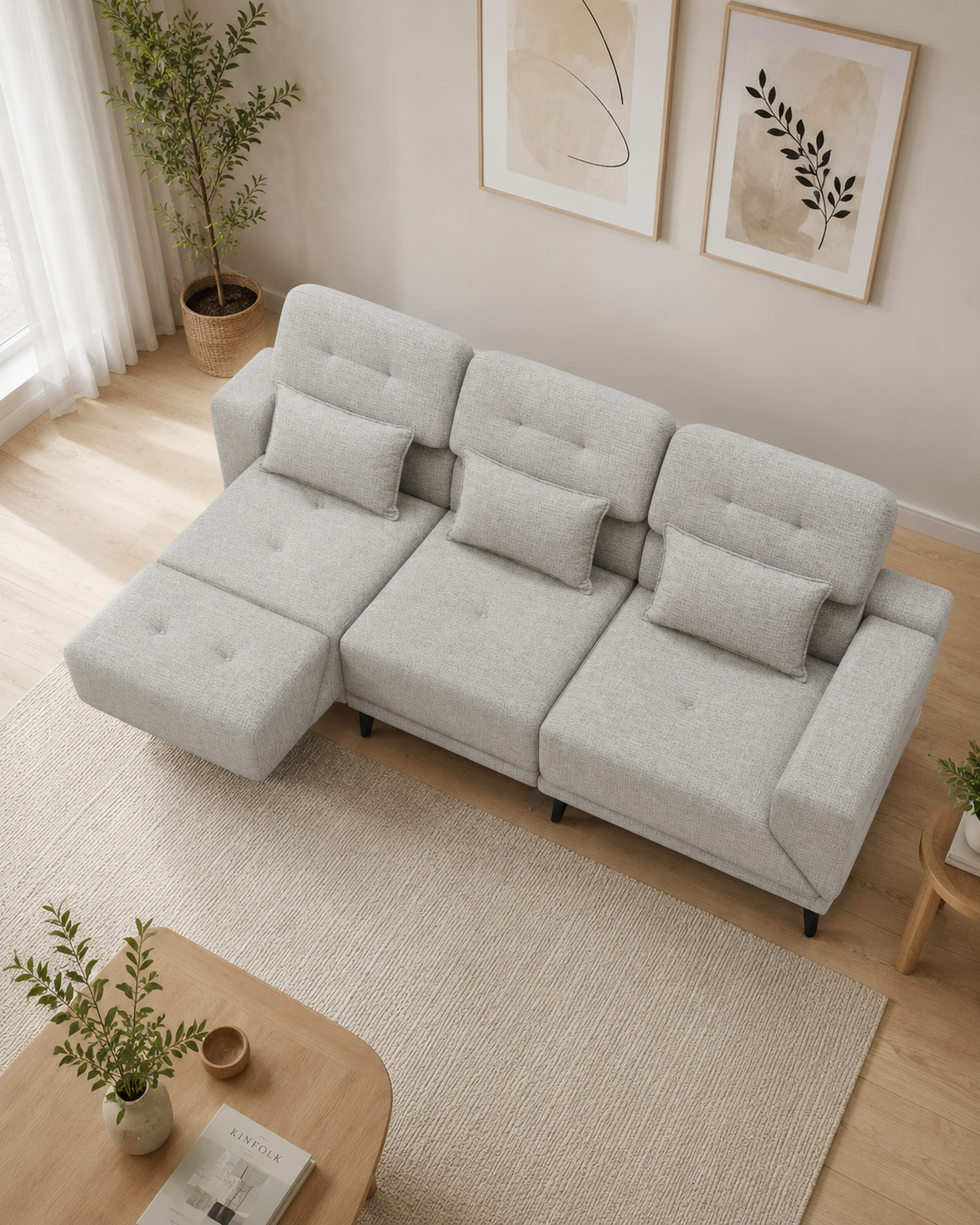 Arlen Fabric Adjustable Backrest & Armrest Sofa