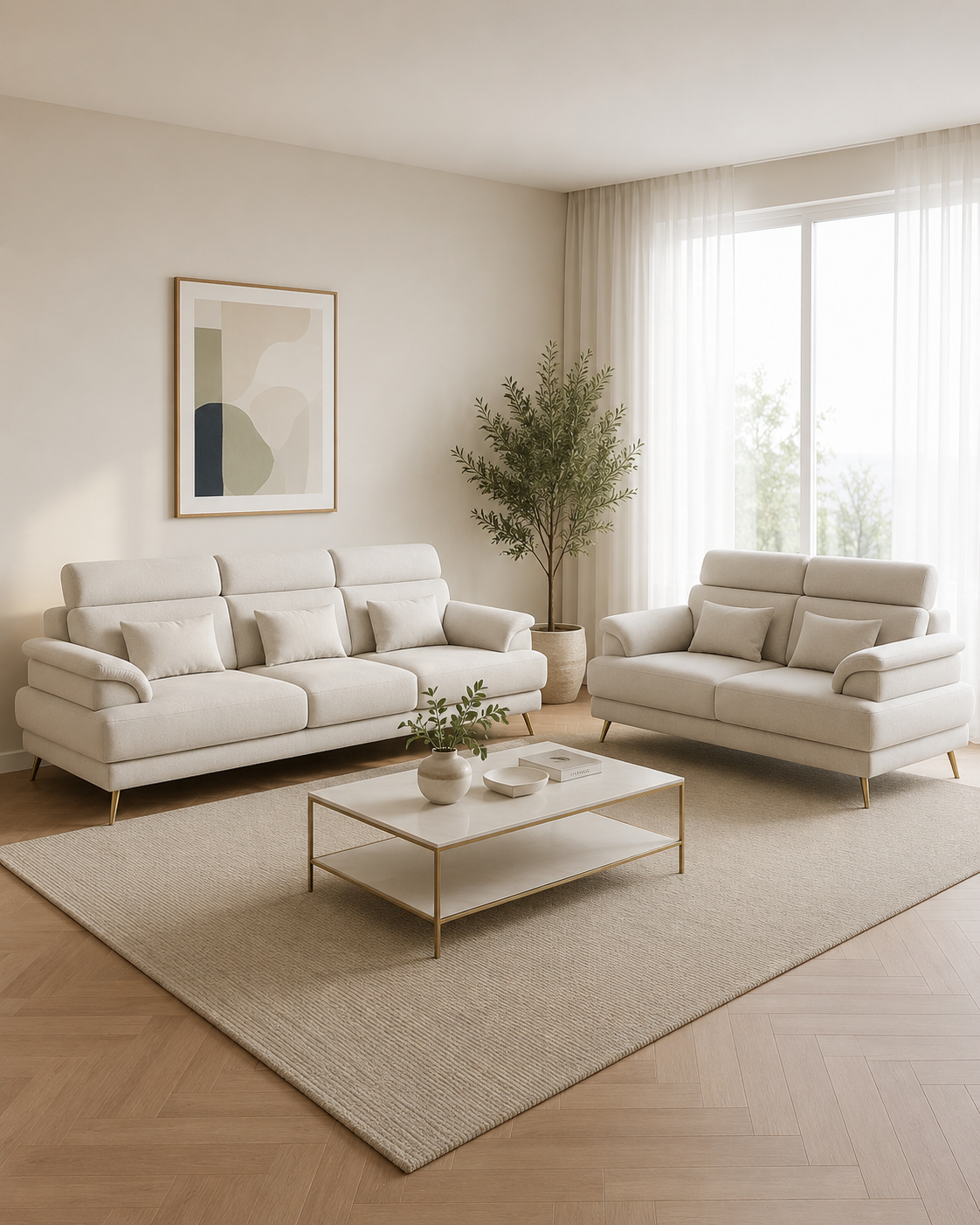 Lindenia Fabric Adjustable Backrest & Headrest Sofa