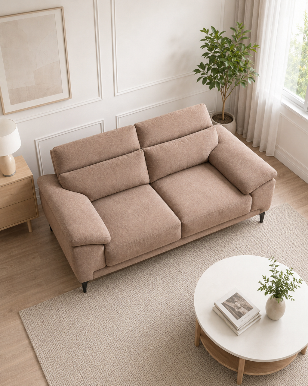 Roselle Fabric Adjustable Headrest Sofa