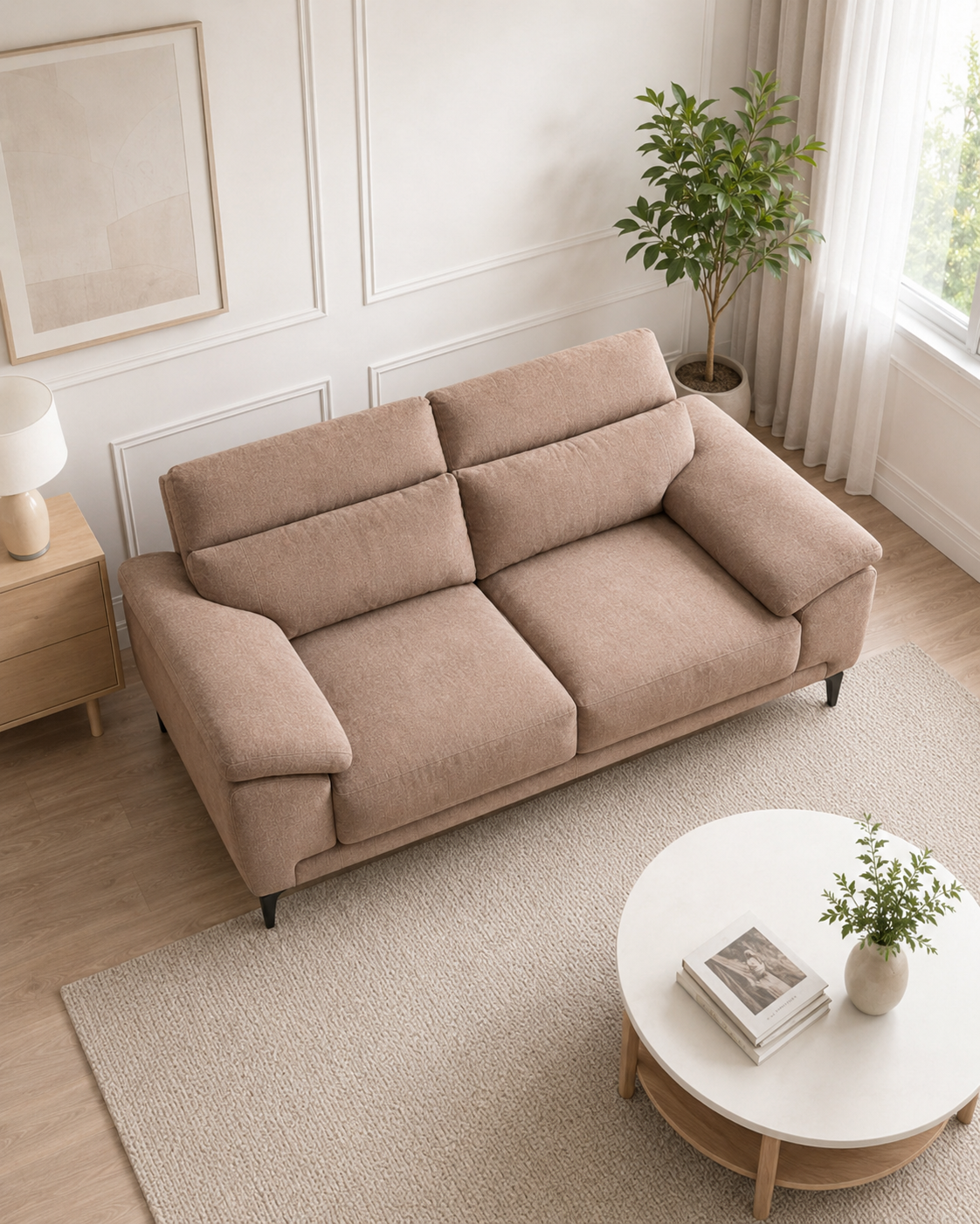Roselle Fabric Adjustable Headrest Sofa