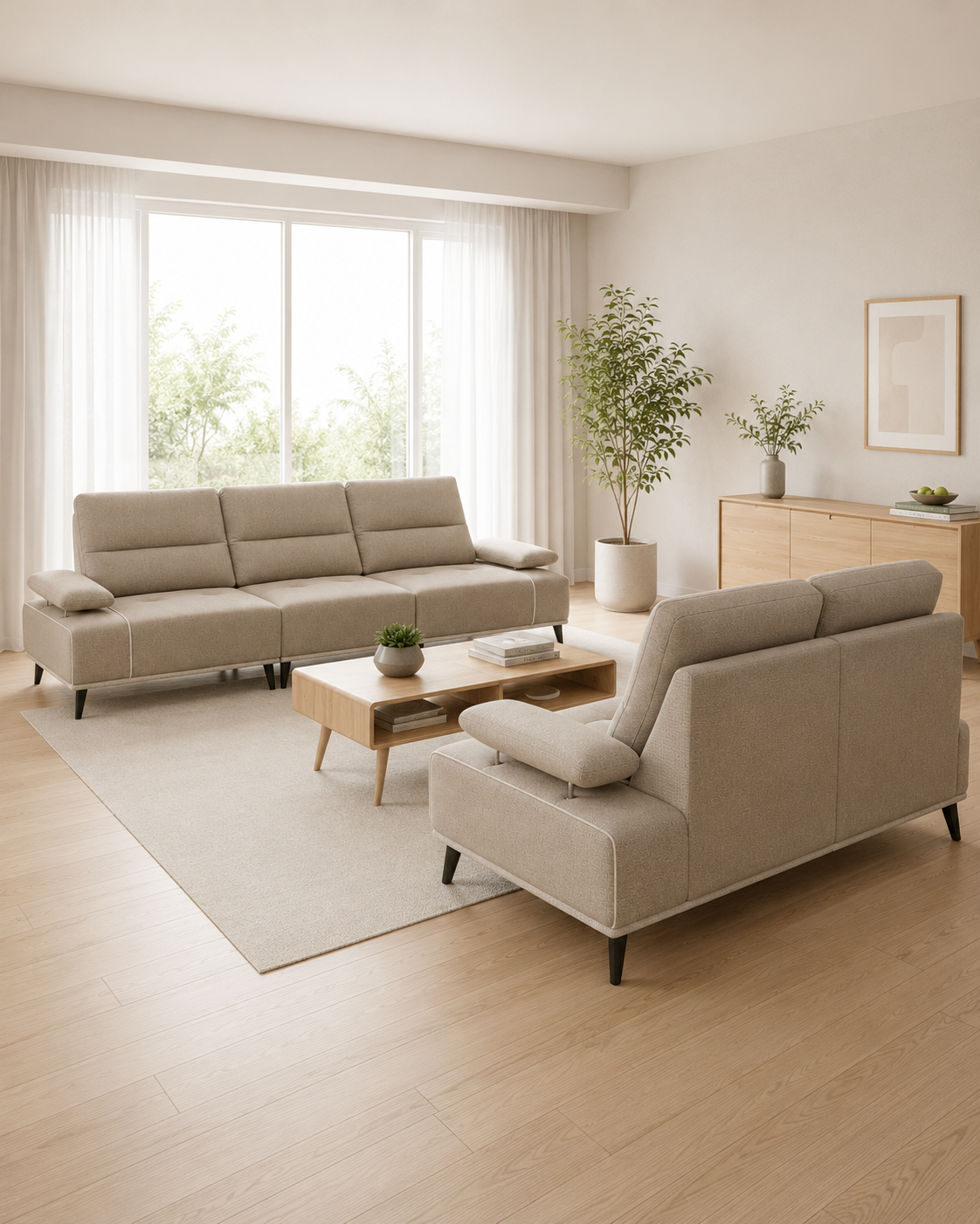 Celandra Fabric Adjustable Backrest & Armrest Sofa