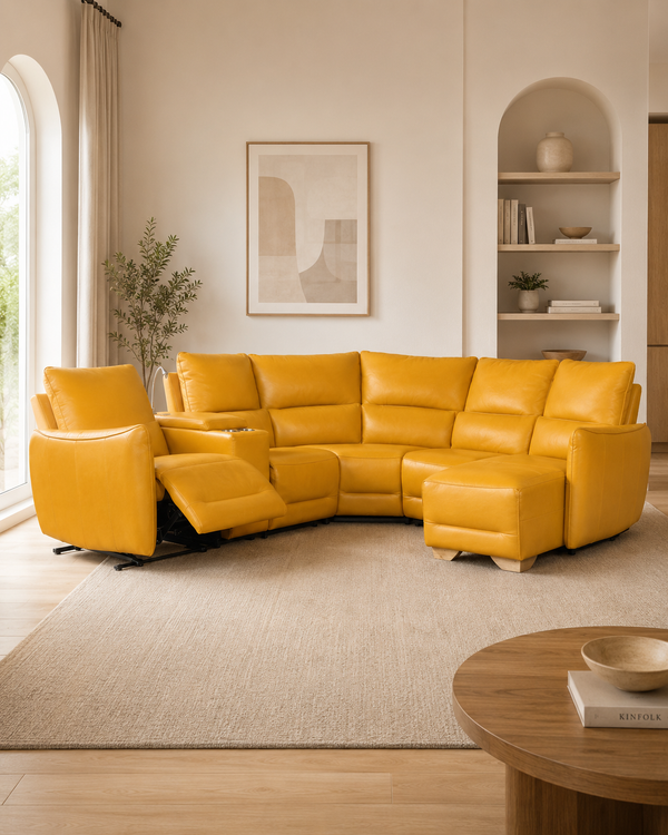 Mansfield Half Leather Recliner Sectional Sofa