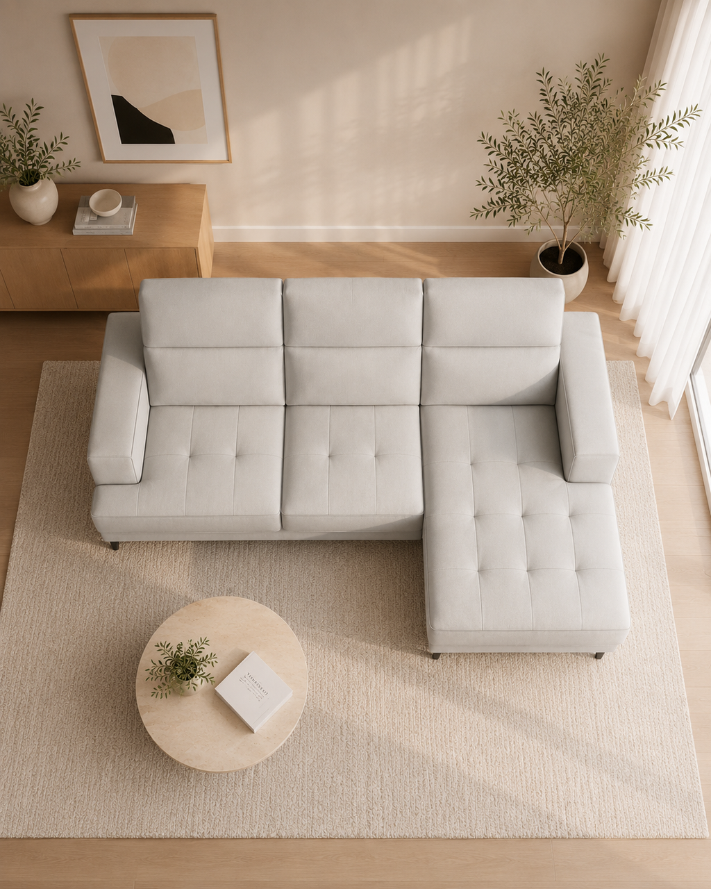 Alba Fabric Adjustable Headrest L-Shaped Sofa