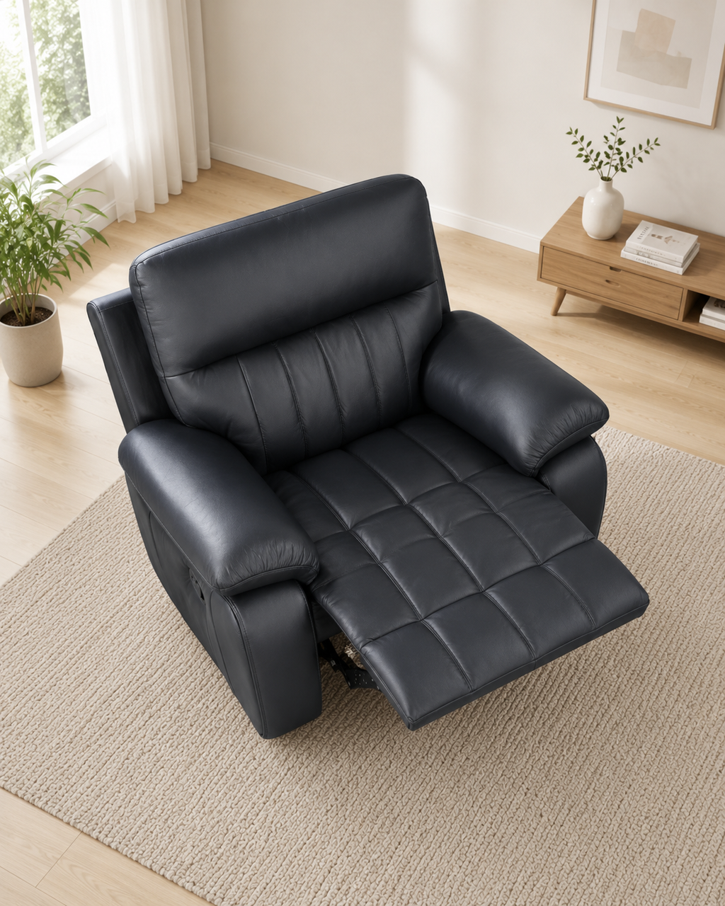 Onyx Genuine Leather Recliner Sofa
