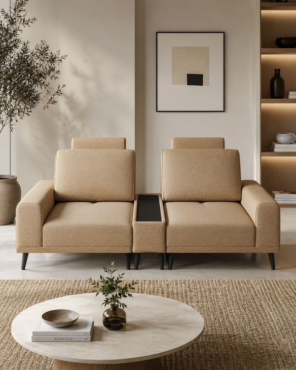 Fiora Fabric Adjustable Backrest Console Sofa